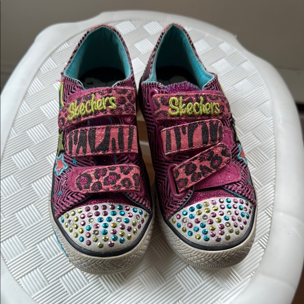 Skechers Pink and Blue Sparkly Sneakers